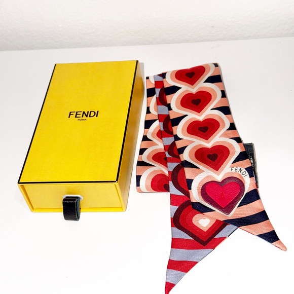 Fendi Accessories - Fendi Multicolor Heart Design Scarf